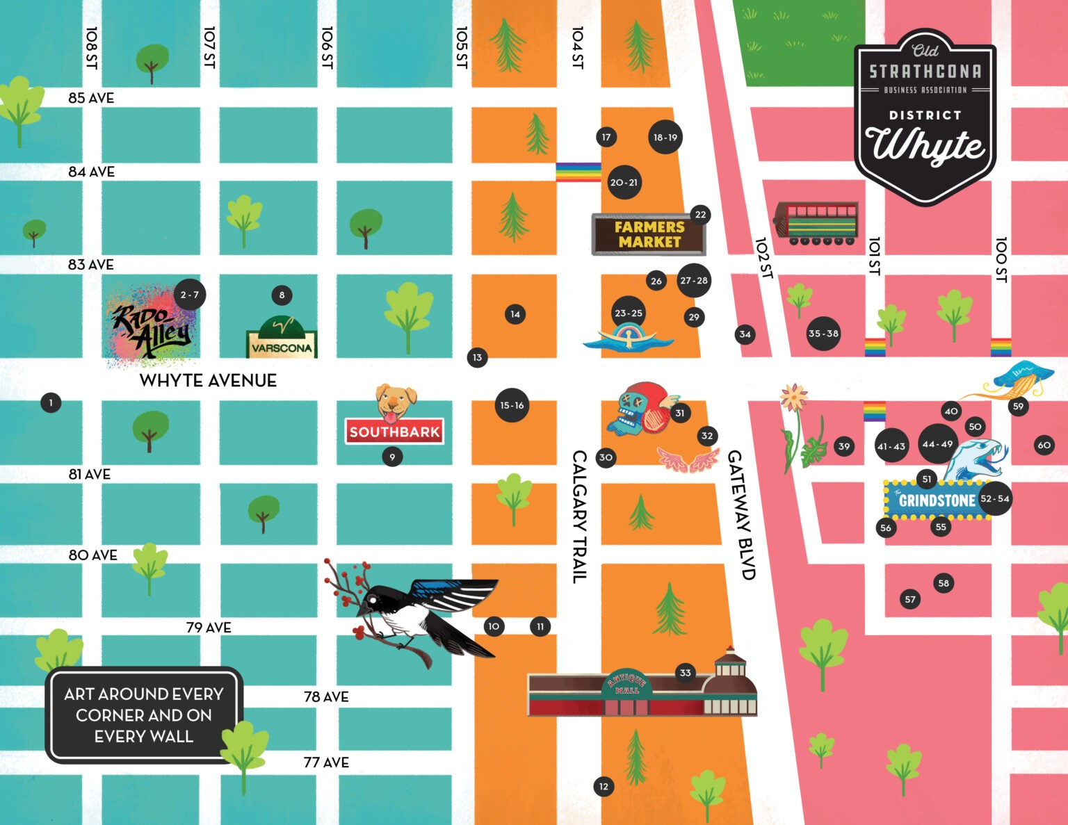 Whyte Avenue Mural Map