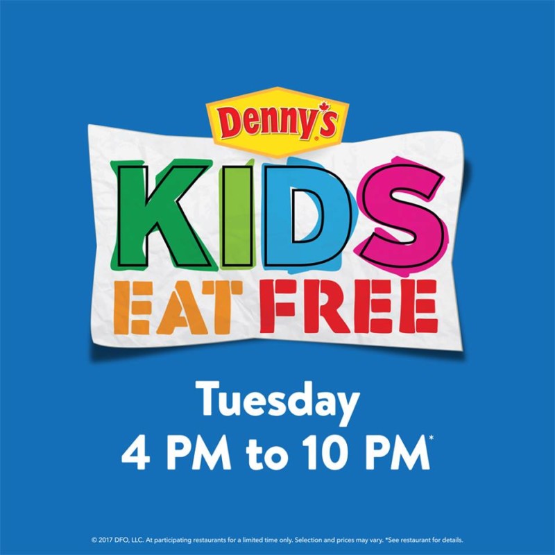 Kids Eat FREE at Denny's on Tuesdays! Have a Weeknight Meal Out